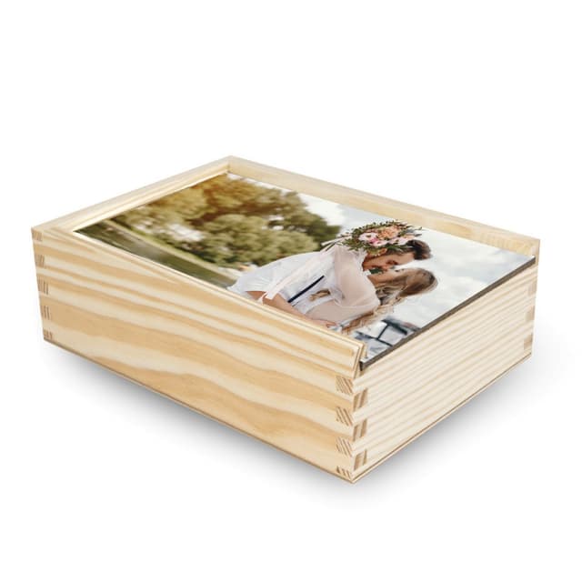 Pudełko na zdjęcia, drewniane, front hardboard, 12,3x17,4cm