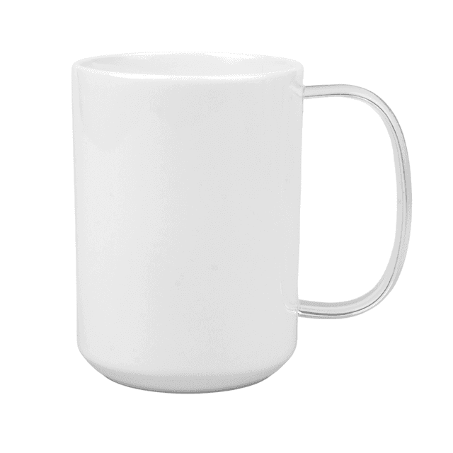 Kubek biały 440 ml szklany uchwyt, z Twoim nadrukiem