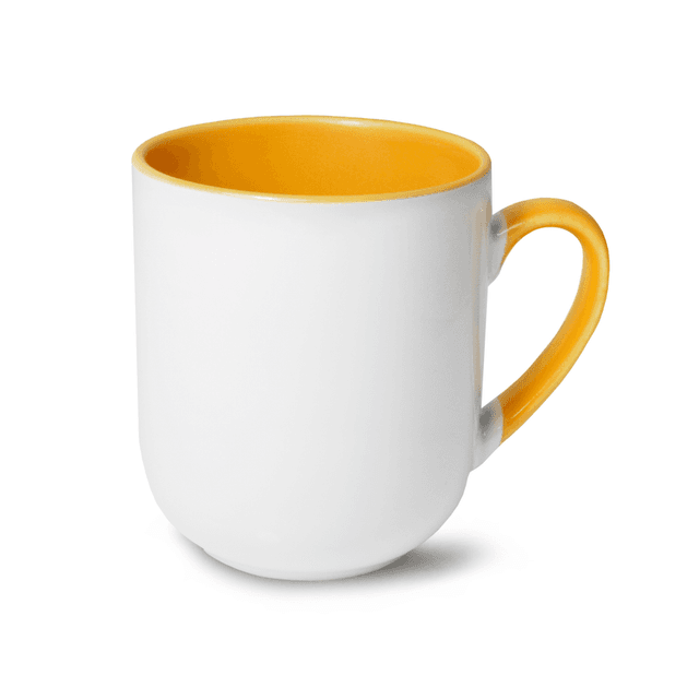 Kubek kawowy, żółty, 290ml, z nadrukiem