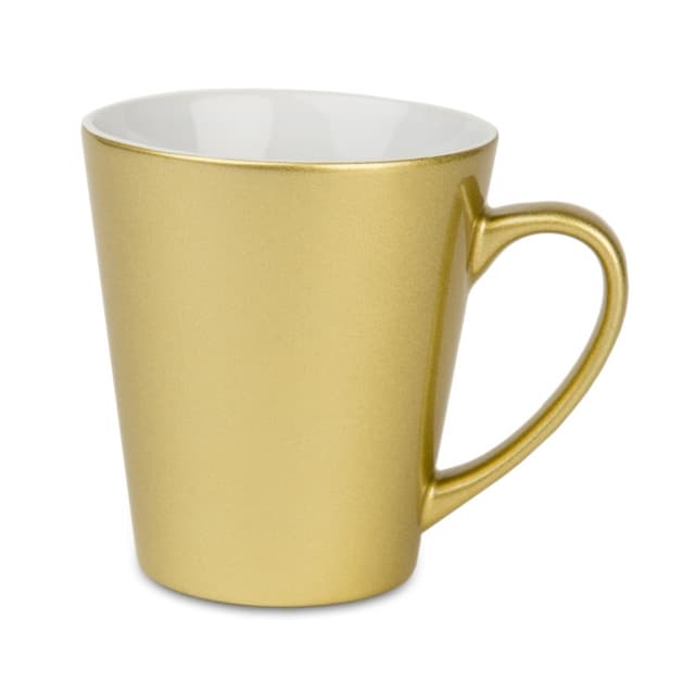 Kubek latte, złoty, perłowy, 300ml, z nadrukiem
