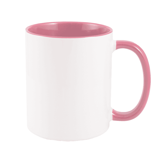 Kubek, środek różowy, 330ml, z nadrukiem
