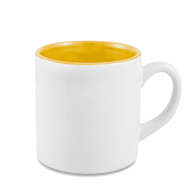 Kubek mini, żółty środek, 180ml, z nadrukiem
