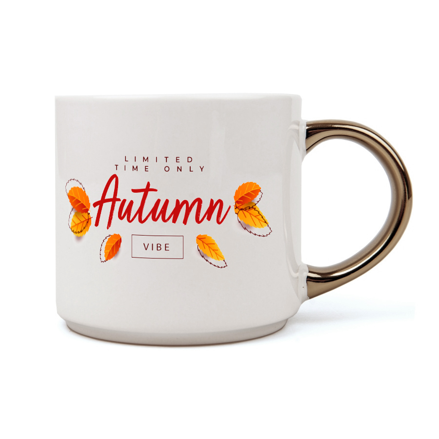 Kubek ze złotym uchem, z nadrukiem