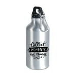 Butla z karabińczykiem, srebrna, 400 ml