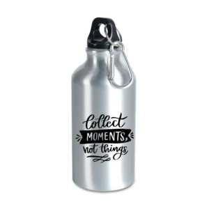 Butla z karabińczykiem, srebrna, 400 ml