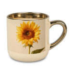 Kubek Elegant 400 ml kremowy ze złotym uchwytem i rantem