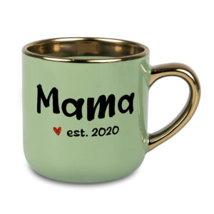 Kubek Elegant 400 ml zielony ze złotym uchwytem i rantem