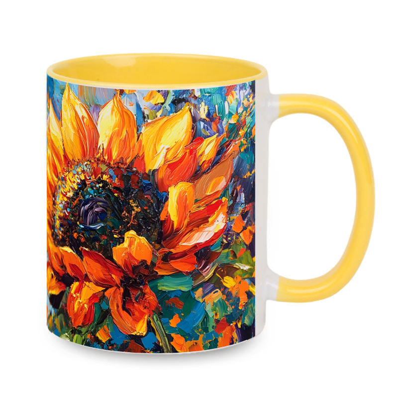 Kubek biały, środek i ucho żółte do sublimacji – 330 ml