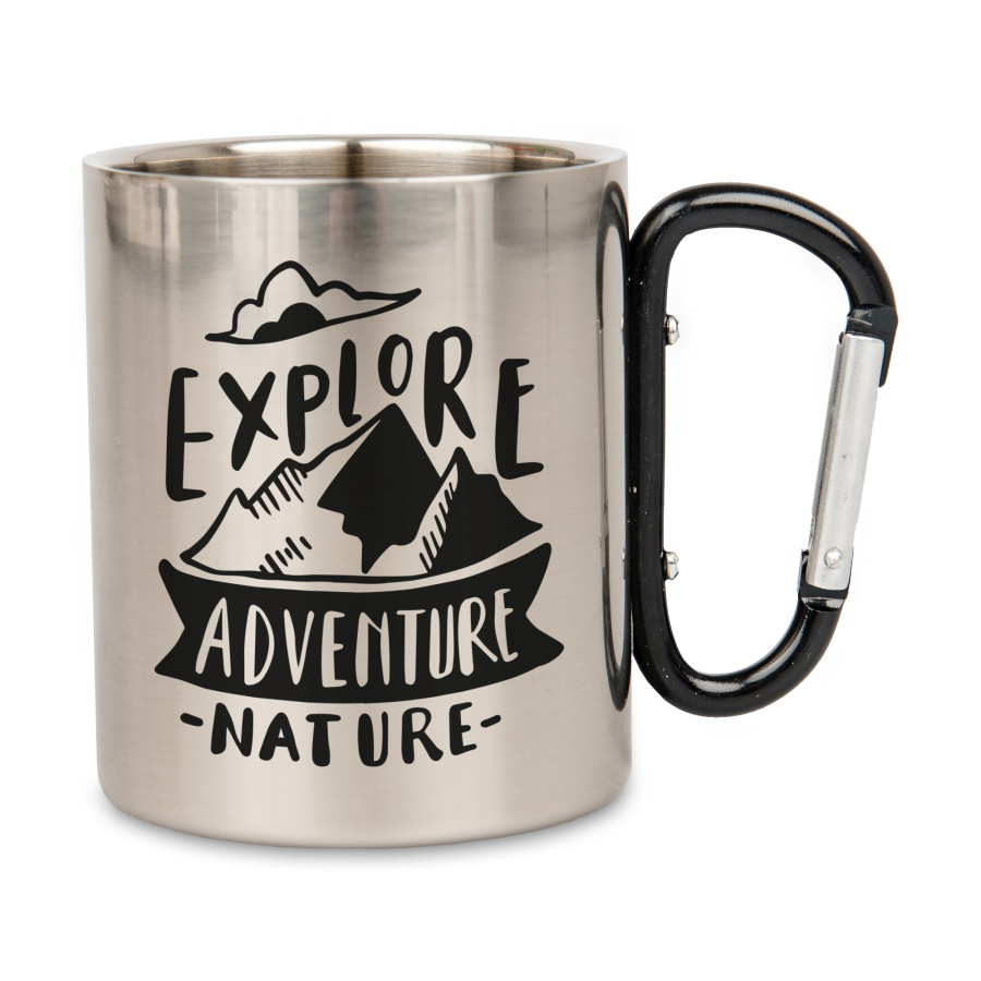 Kubek stalowy z karabińczykiem