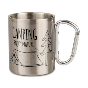 Kubek stalowy ze srebrnym karabińczykiem, 300 ml