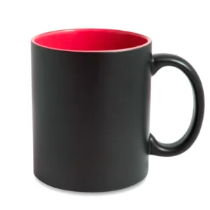 kubek magiczny czerwony środek 330ml z nadrukiem