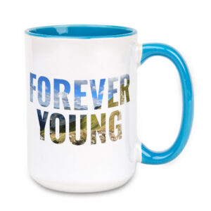 Kubek biały Combo z jasnoniebieskim uchwytem i środkiem 440 ml