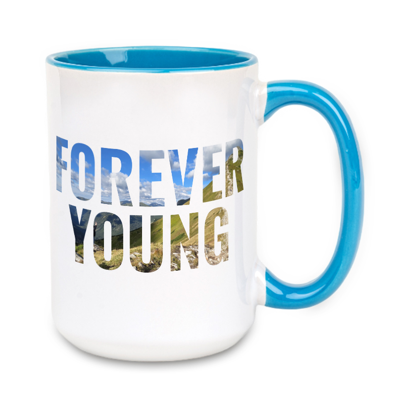 Kubek biały Combo z jasnoniebieskim uchwytem i środkiem 440 ml