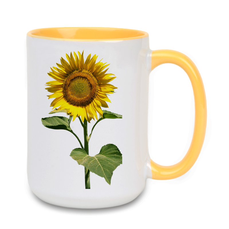 Kubek biały Combo 440 ml z żółtym uchwytem i środkiem