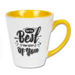 Kubek Latte biały z żółtym środkiem i uchem 300 ml