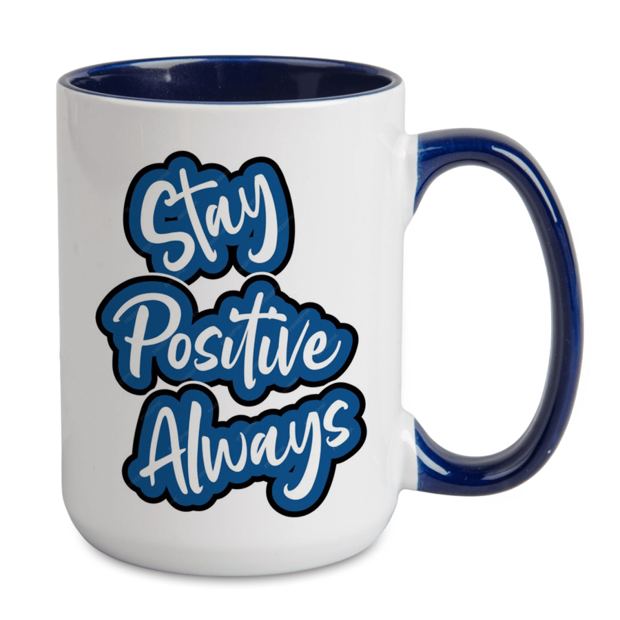 Kubek biały Combo 440 ml z granatowym uchwytem i środkiem