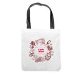 Biała torba z czarnymi uchwytami z poliestru