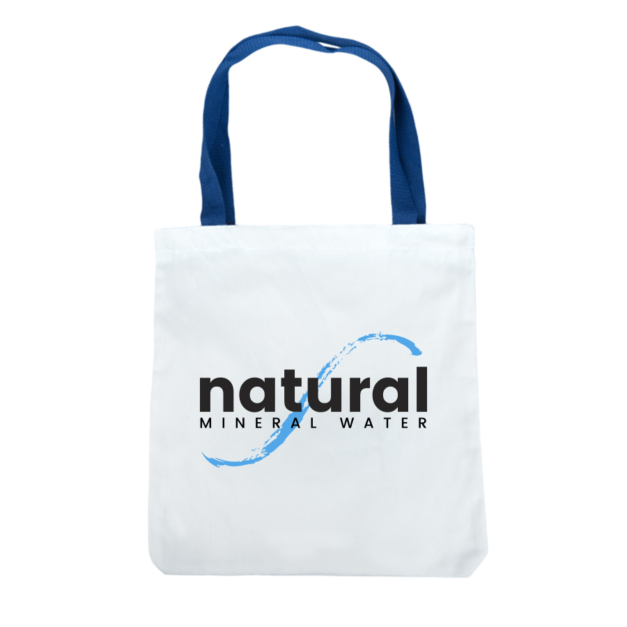 Biała torba z niebieskimi uchwytami z poliestru 270 g