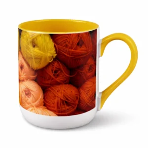 Kubek coffee 330 ml Combo - uchwyt i środek żółty z nadrukiem