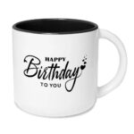 Kubek biały 400 ml szeroki środek czarny z nadrukiem