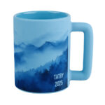 Kubek Leo 440 ml matowy niebieski z nadrukiem