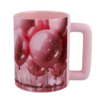 Kubek Leo 440 ml matowy różowy z nadrukiem