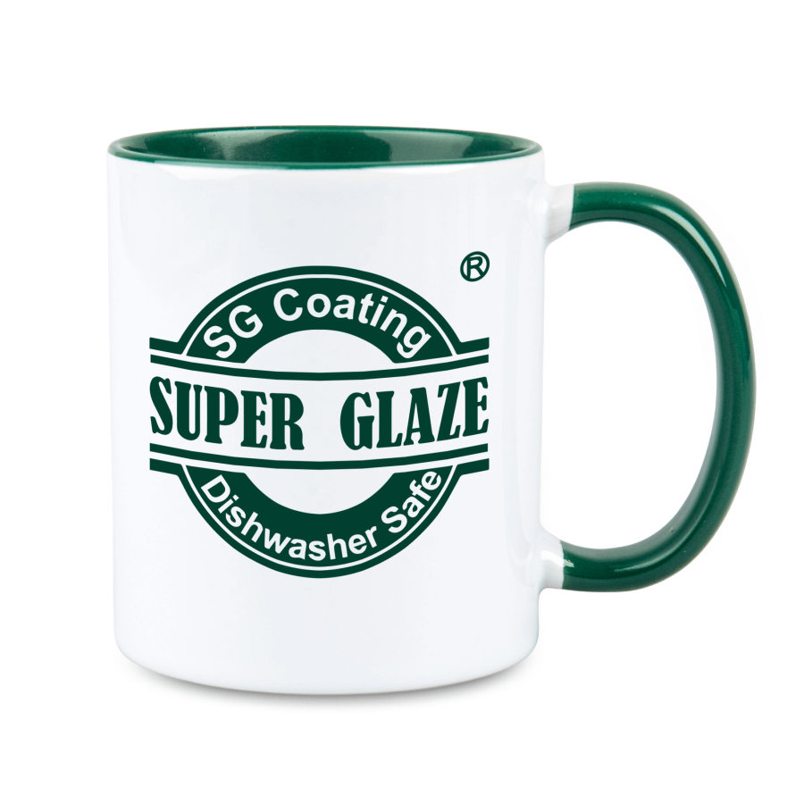 Kubek Combo SuperGlaze 330 ml z zielonym wnętrzem i uchwytem.