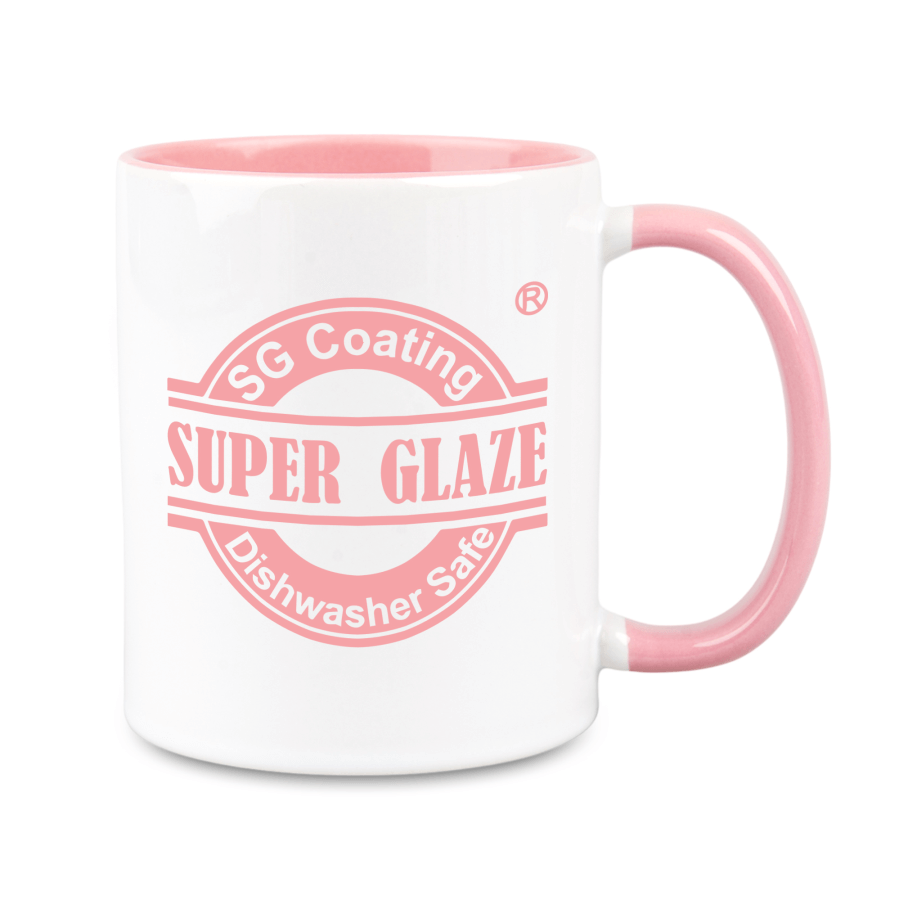 Kubek Combo SuperGlaze 330 ml z różowym wnętrzem i uchwytem