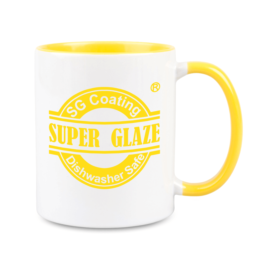 Kubek Combo SuperGlaze 330 ml z żółtym wnętrzem i uchwytem